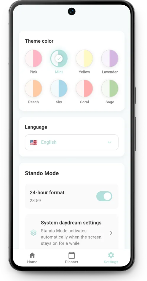 Stando Settings - 8 Theme Colors